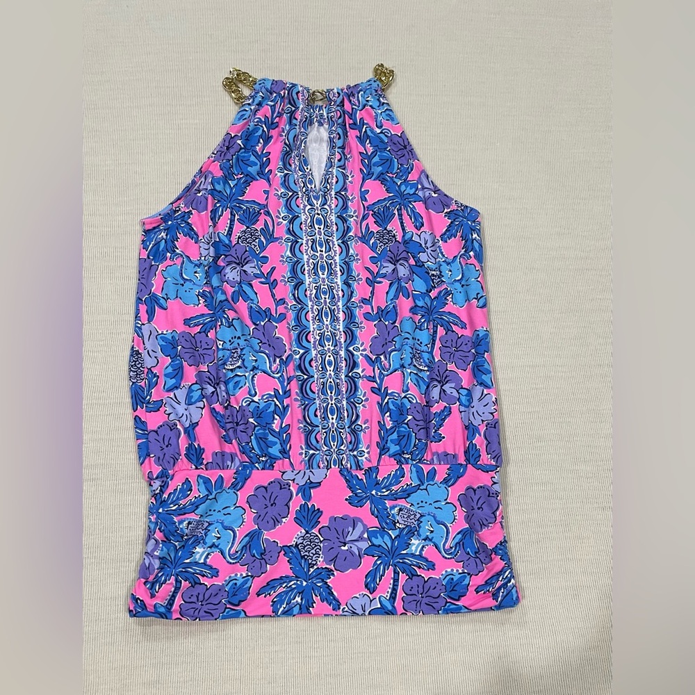 Lilly Pulitzer Bowen Halter Top in Soleil Pink Palm Paradise Print Size XXS NWOT - Picture 5 of 8